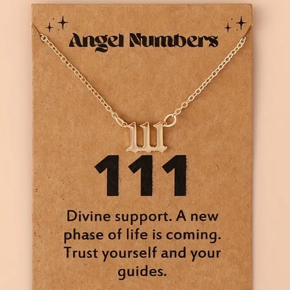 Beautiful gold 111 angel number stainless steel necklace in gold